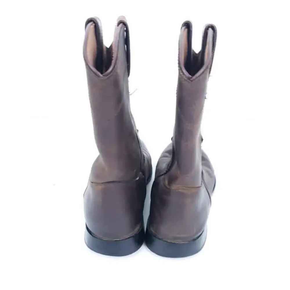 Justin Leather Brown Boots 5 Youth Fit Women 6.5-7 Cowboy Boots Western